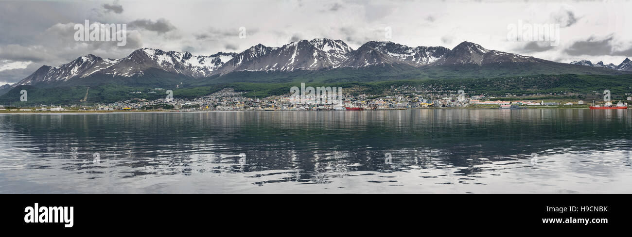 Ushuaia viewed from Beagle channel (Argentina) Stock Photo