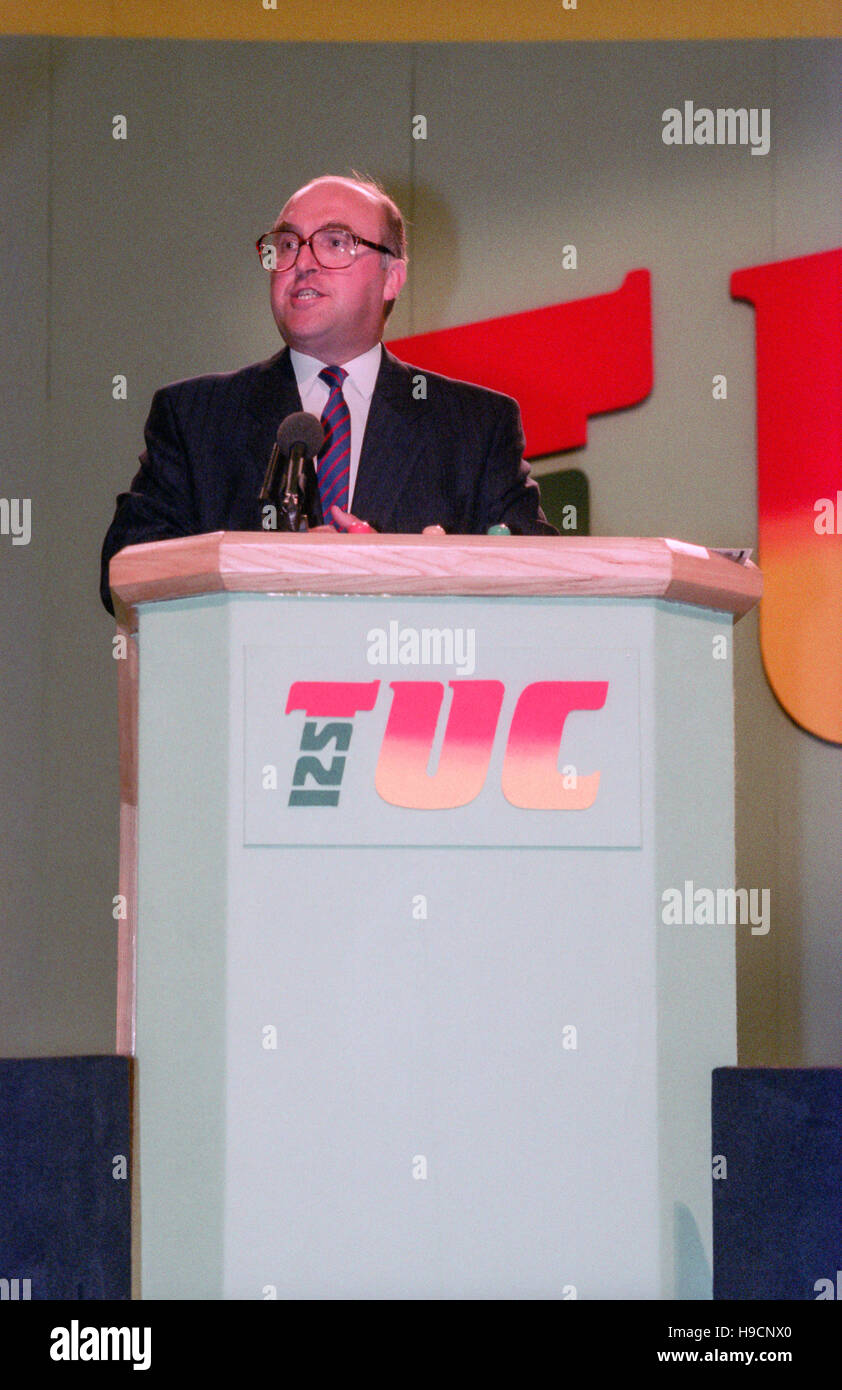 John Smith, Leader of the Labour Party, addresses the Trades Union Congress in Brighton, East Sussex, September 8th 1993. Stock Photo