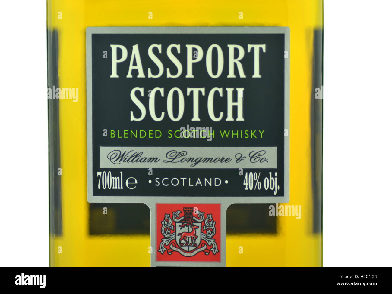 Passport Scotch blended whisky isolated on white background. Passport Scotch is a brand of whisky exported from Scotland by Seagram Distillers current Stock Photo