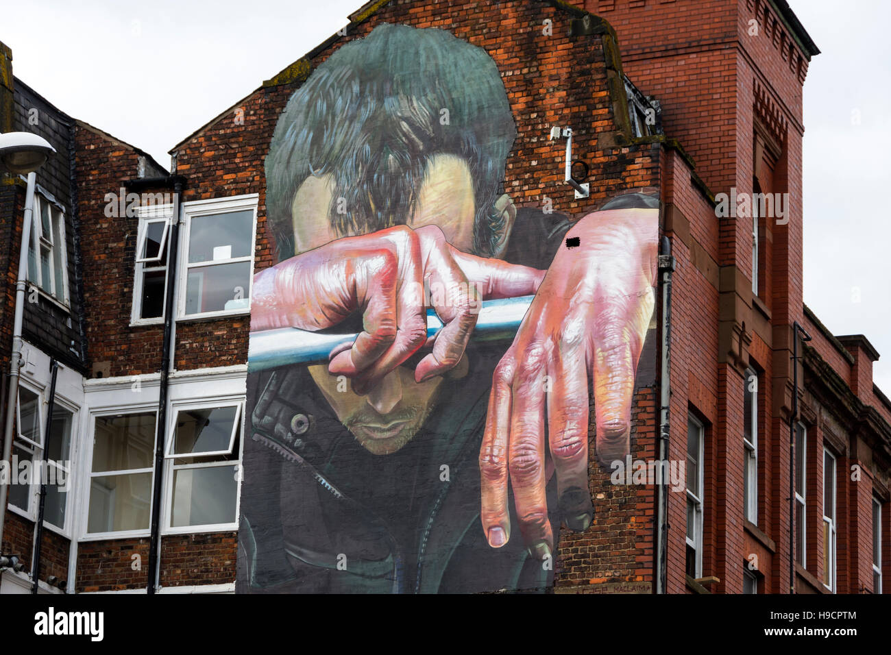 Wall mural 'Human Dignity Is Inviolable' by CASE (Case MacLaim), Cable Street, Northern Quarter, Manchester, UK Stock Photo