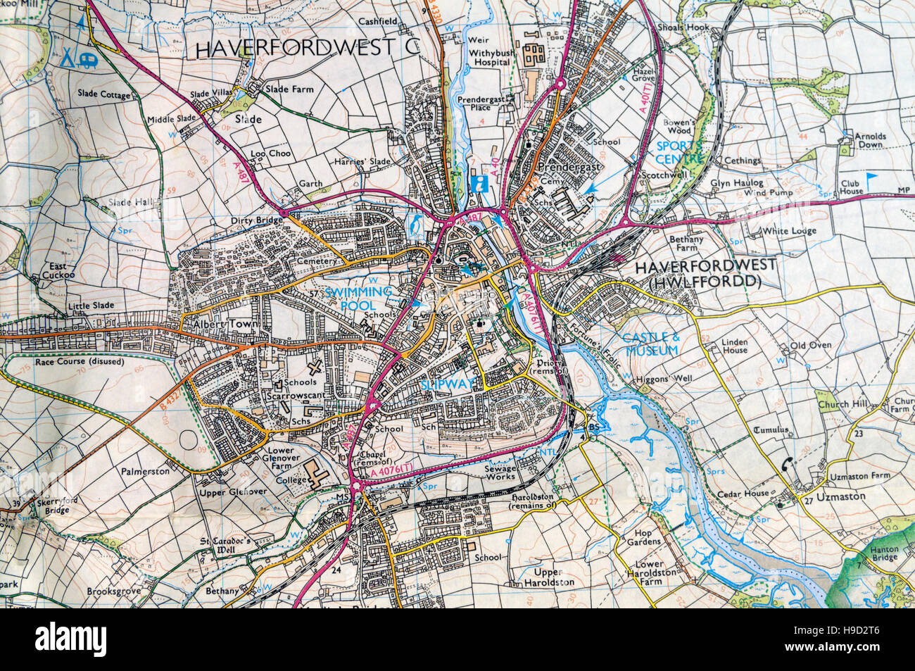 Ordnance Survey Map of Haverfordwest, Wales. Stock Photo