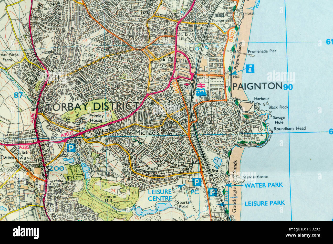 Map Of Paignton And Surrounding Area Ordnance Survey Map Of Paignton, England Stock Photo - Alamy
