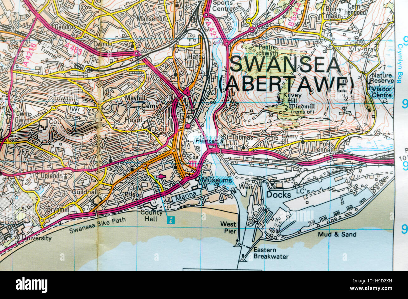 Ordnance Survey Map of Swansea, Wales Stock Photo Alamy