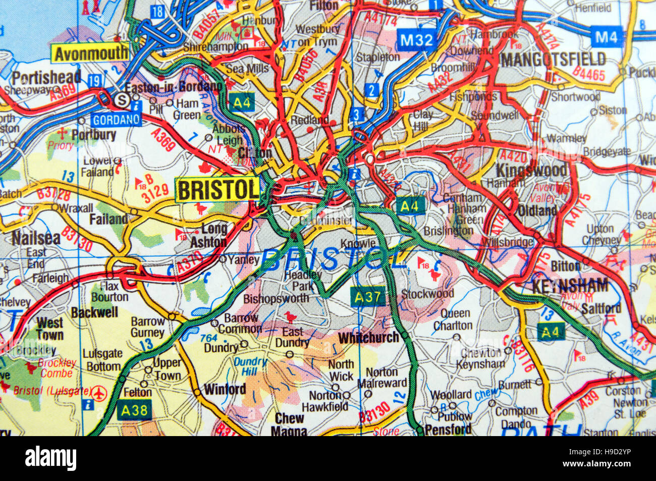 Road Map of Bristol, England Stock Photo - Alamy