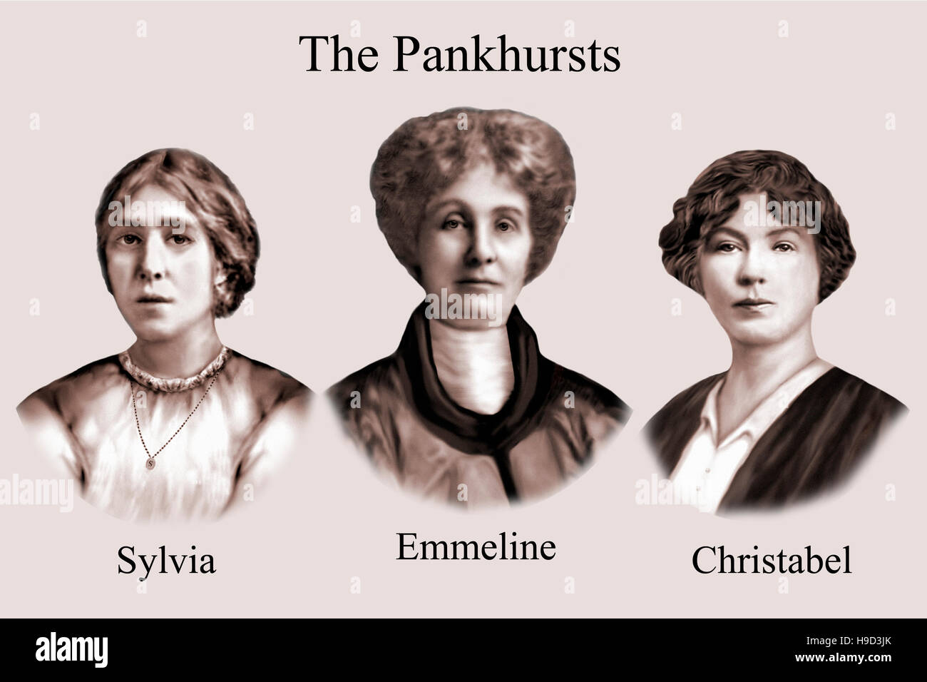 Pankhurst Family, Emmeline, Christabel, Sylvia Stock Photo