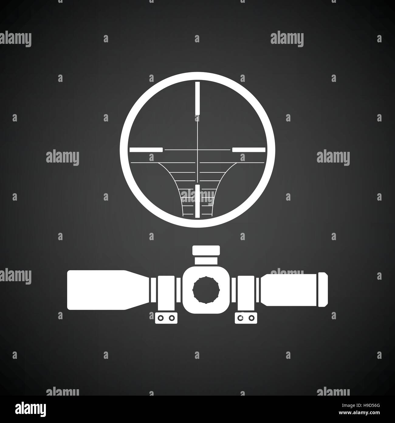 Scope icon. Black background with white. Vector illustration Stock ...