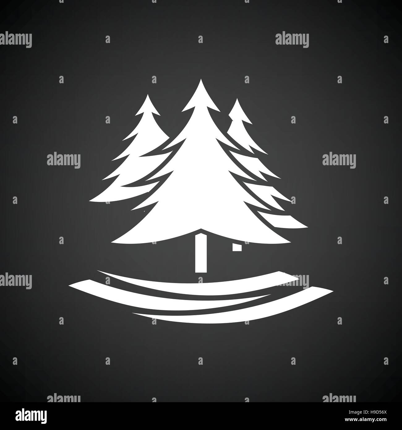 Fir forest icon. Black background with white. Vector illustration Stock ...