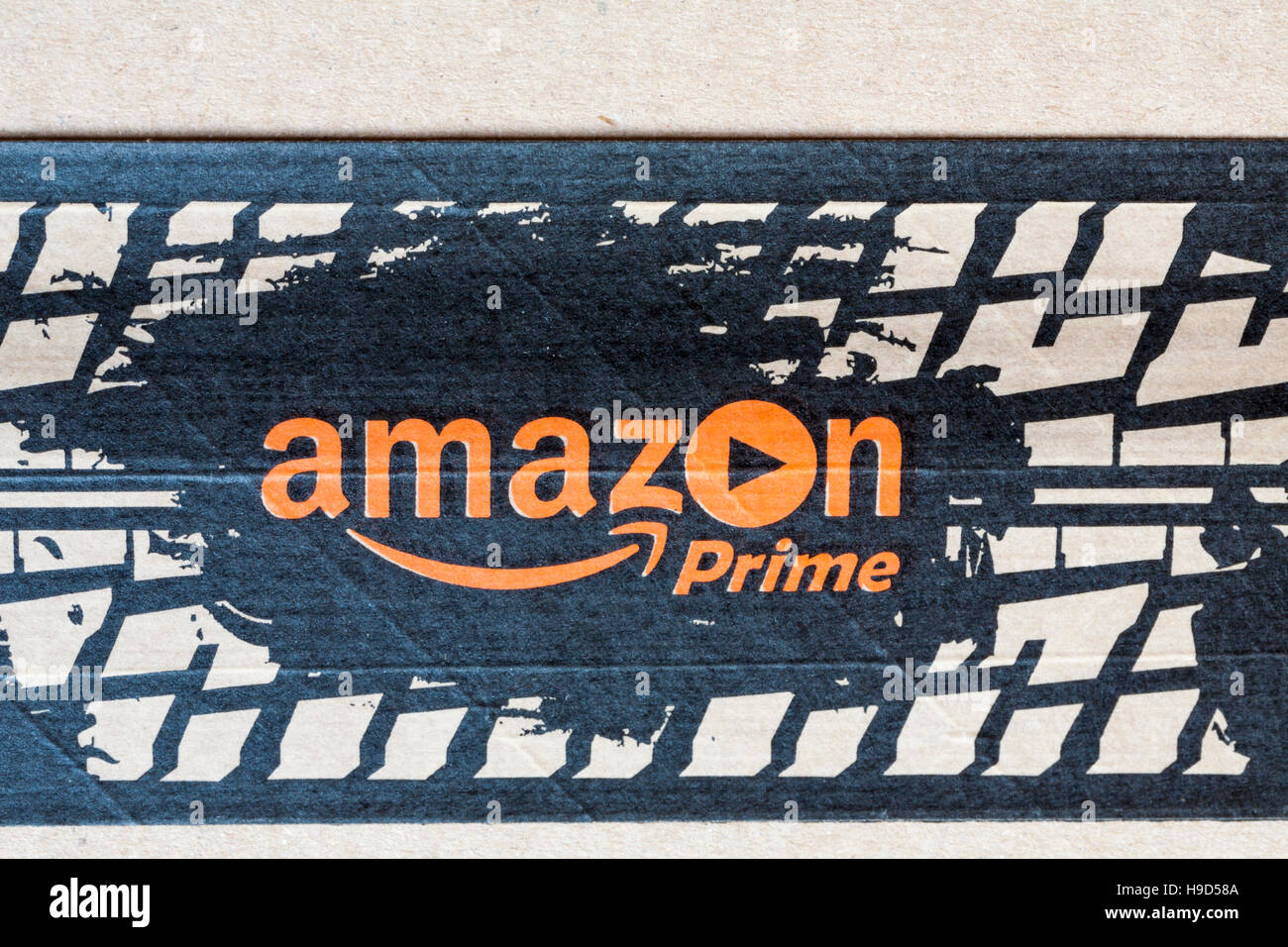 Amazon Prime tape on parcel from Amazon Stock Photo