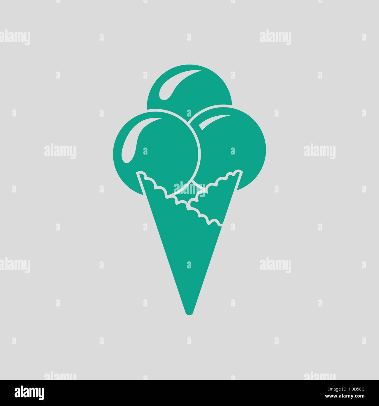 Ice-cream cone icon. Gray background with green. Vector illustration