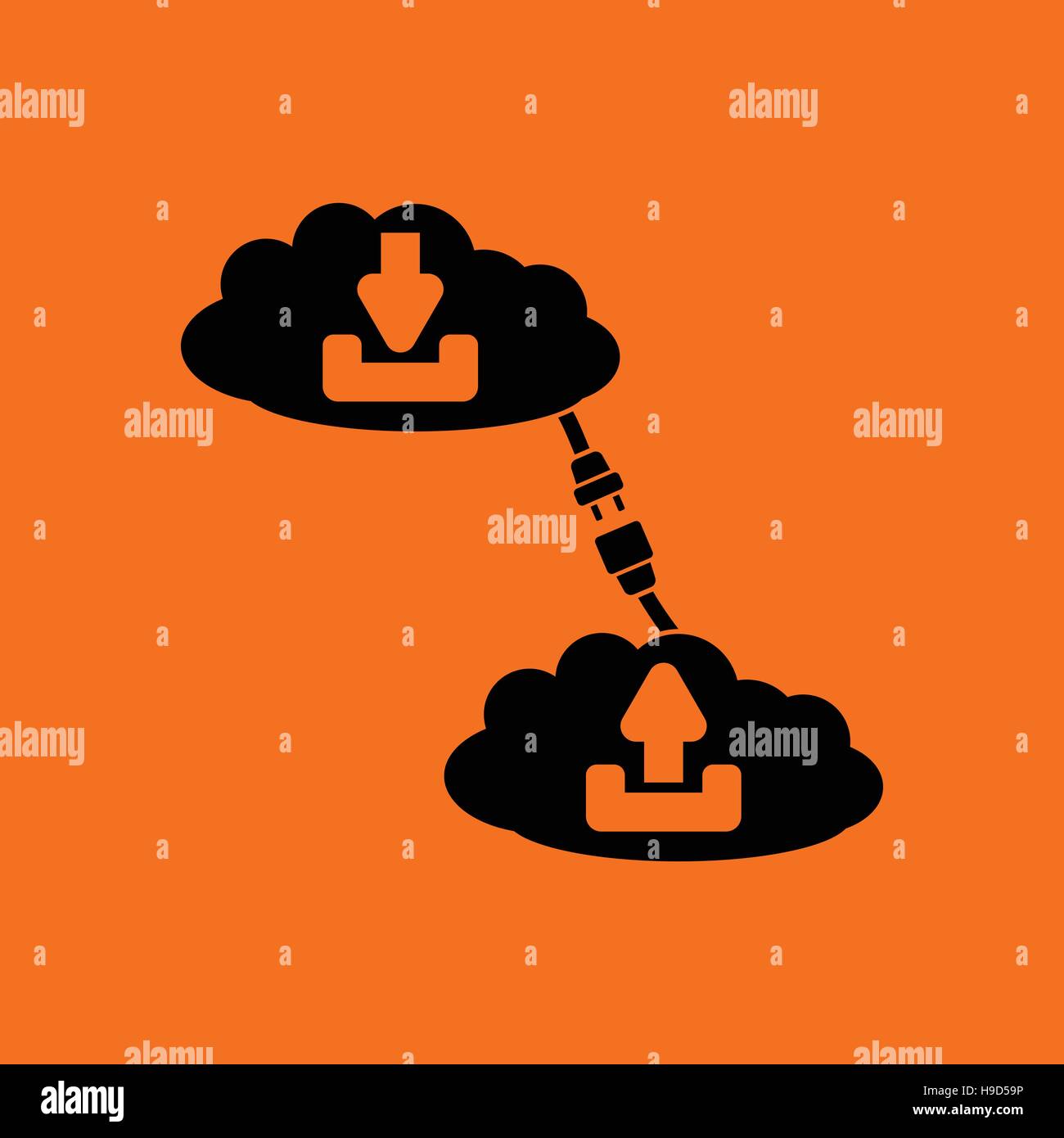 Cloud connection icon. Orange background with black. Vector ...