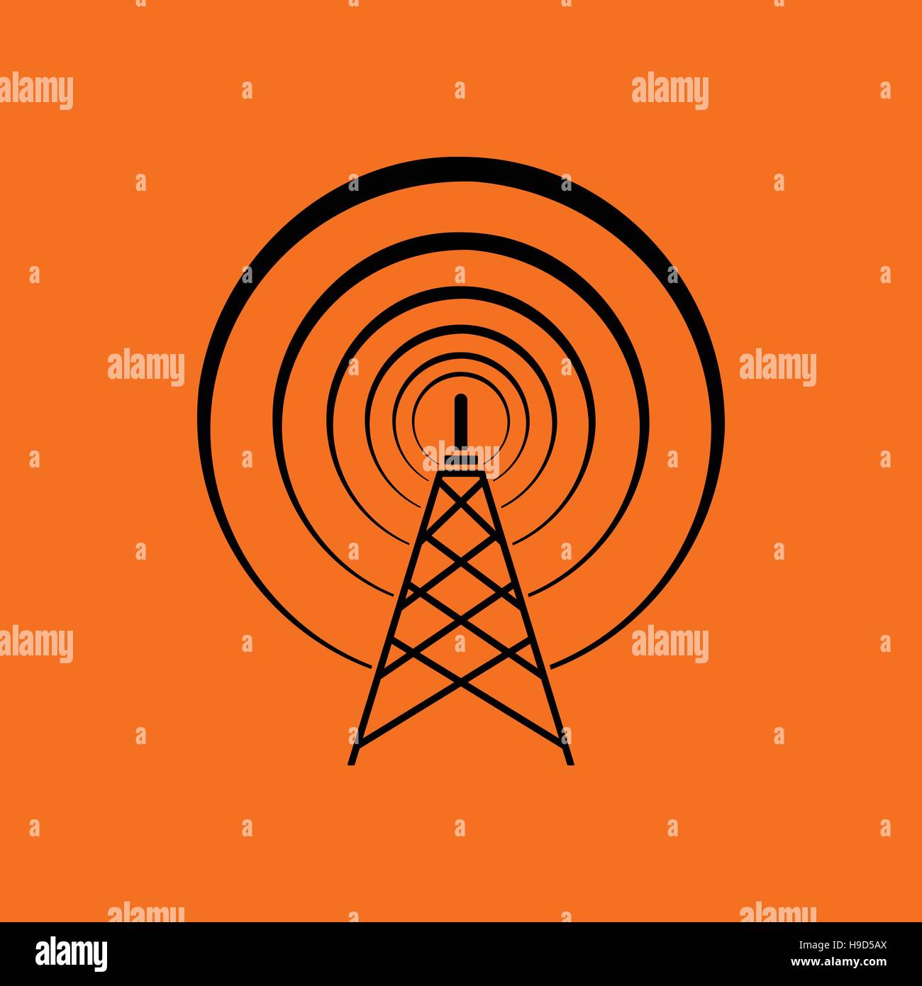 Radio antenna icon. Orange background with black. Vector illustration ...