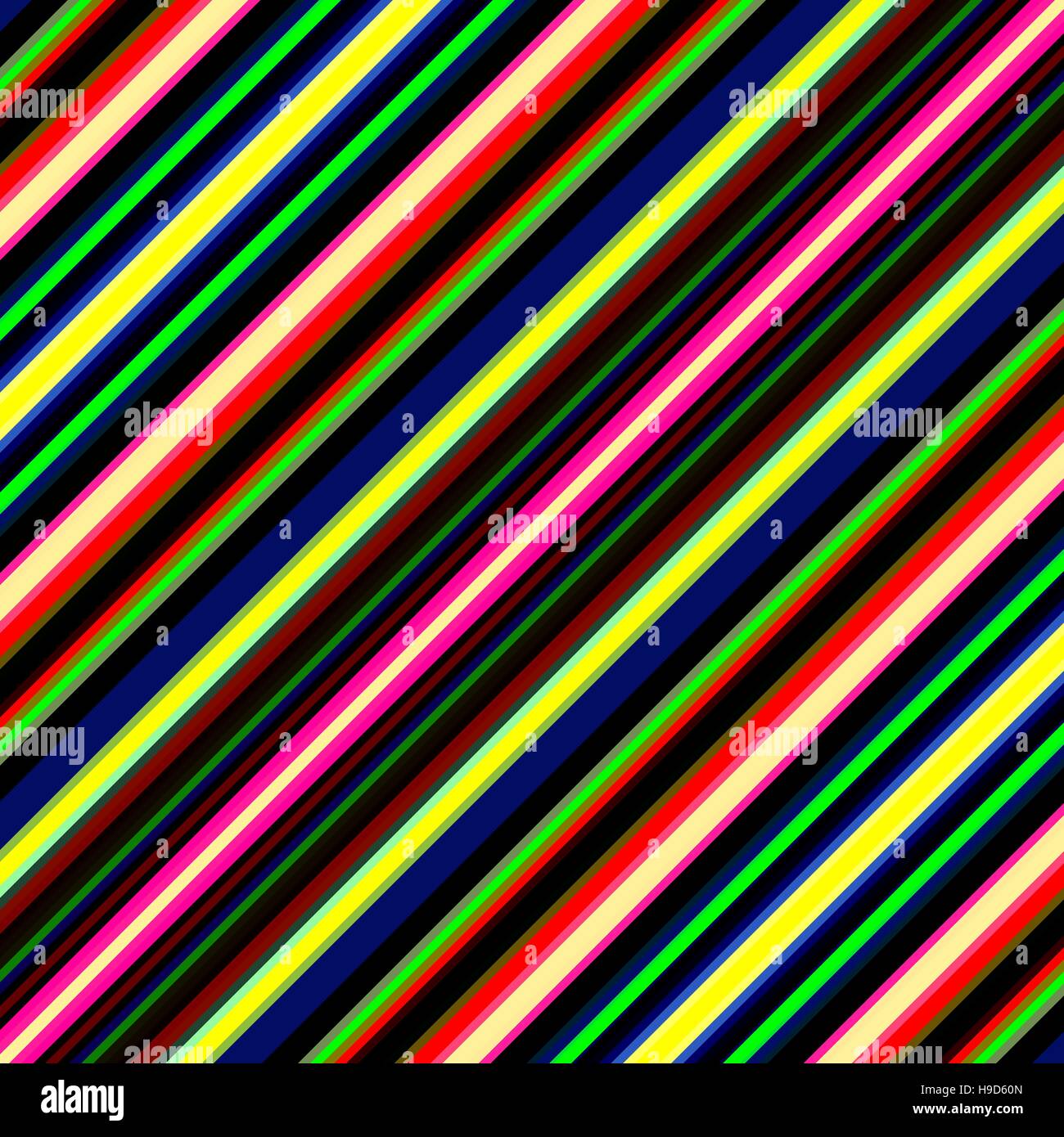 Vibrant diagonal multicoloured stripes illustration. Stock Photo