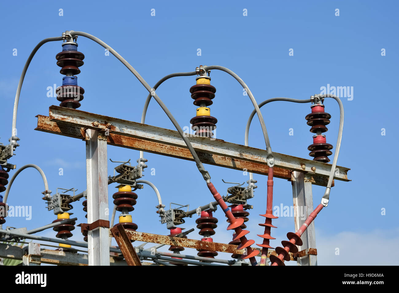 High voltage circuit breaker. Power substation Stock Photo - Alamy
