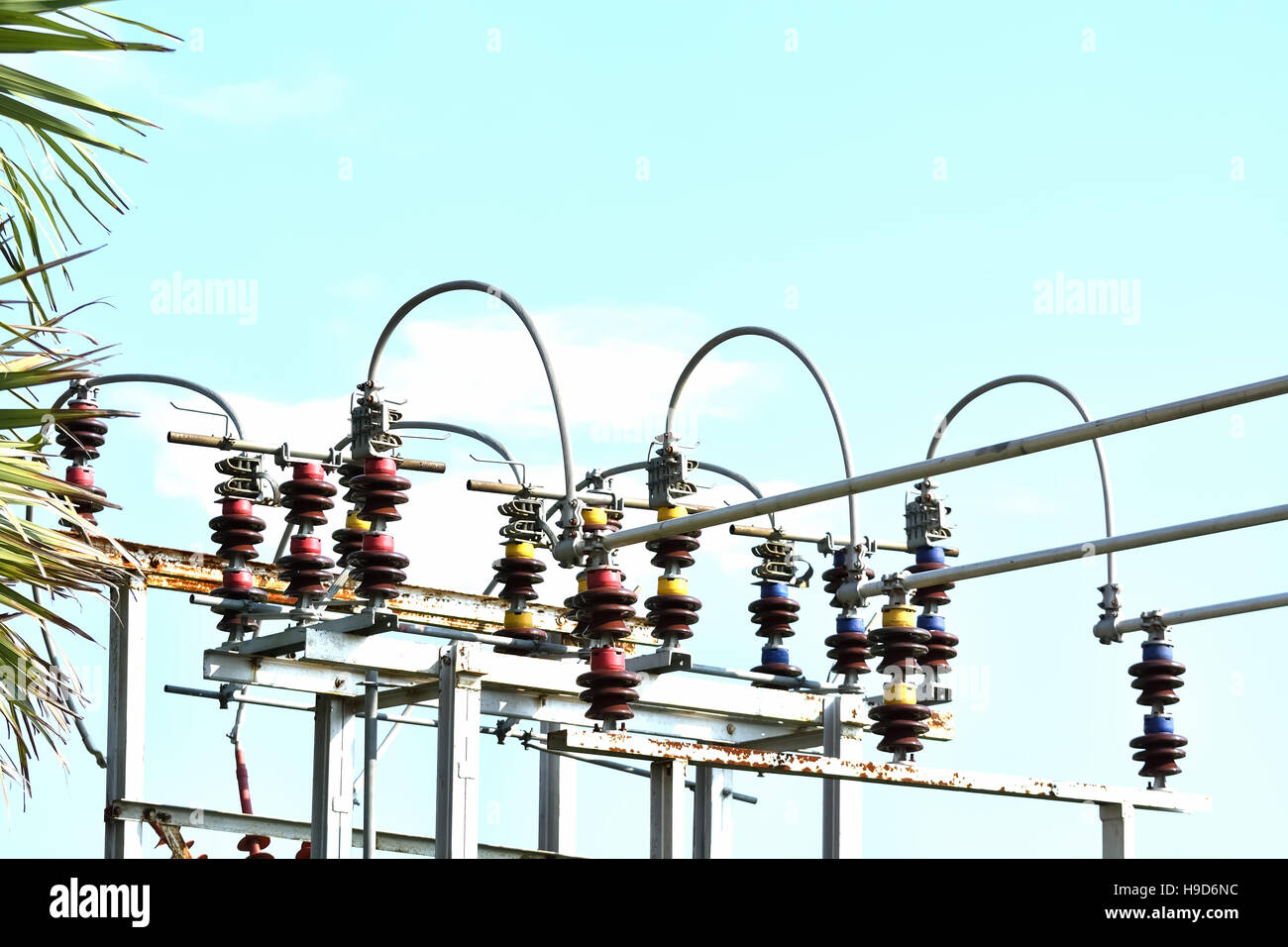 High voltage circuit breaker. Power substation Stock Photo Alamy