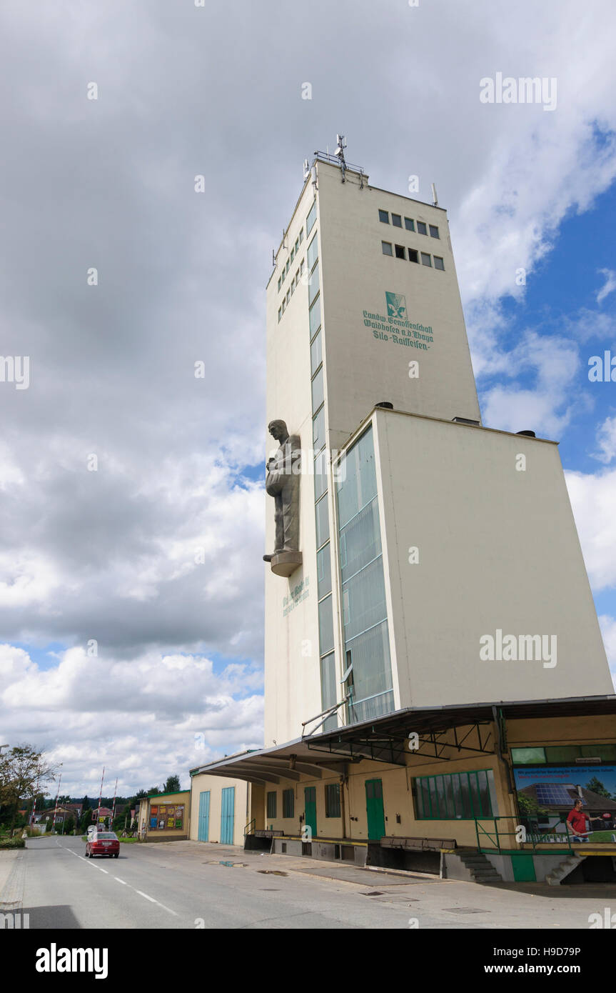 Waidhofen an der Thaya: Raiffeisen grain silo, Waldviertel, Niederösterreich, Lower Austria, Austria Stock Photo