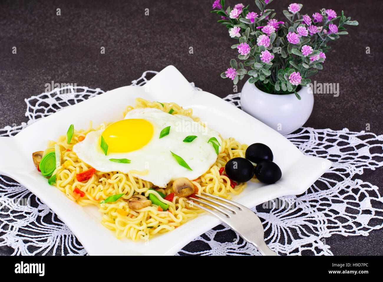 Chinese Noodles with Egg Studio Photo Stock Photo Alamy