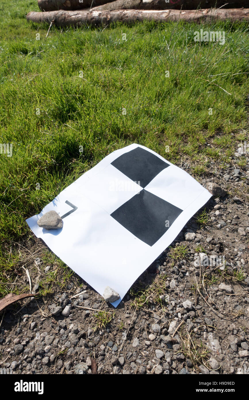 Ground control point for drone mapping Stock Photo