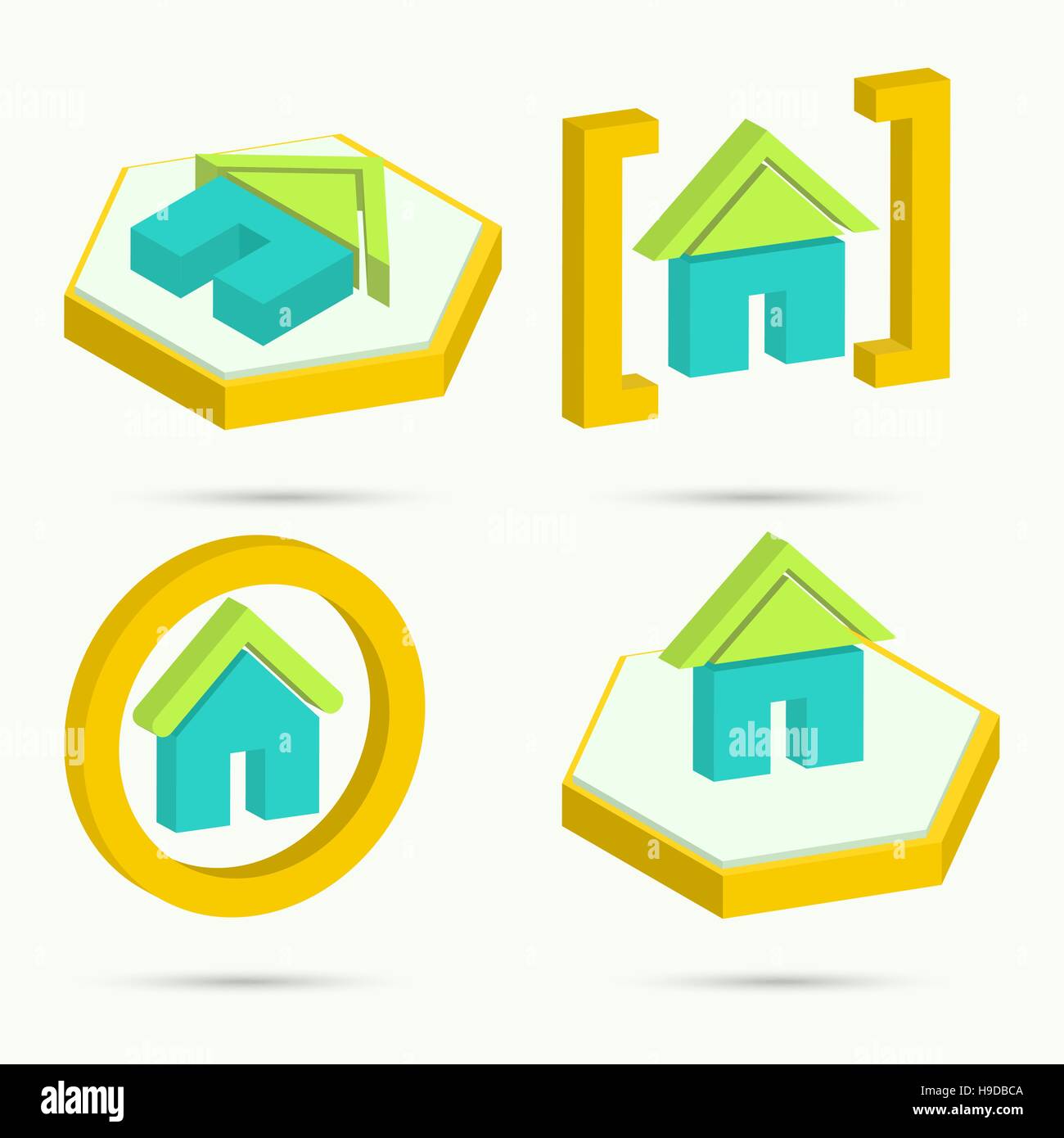 Isometric icons. Collection of four icons home. Vector illustration ...