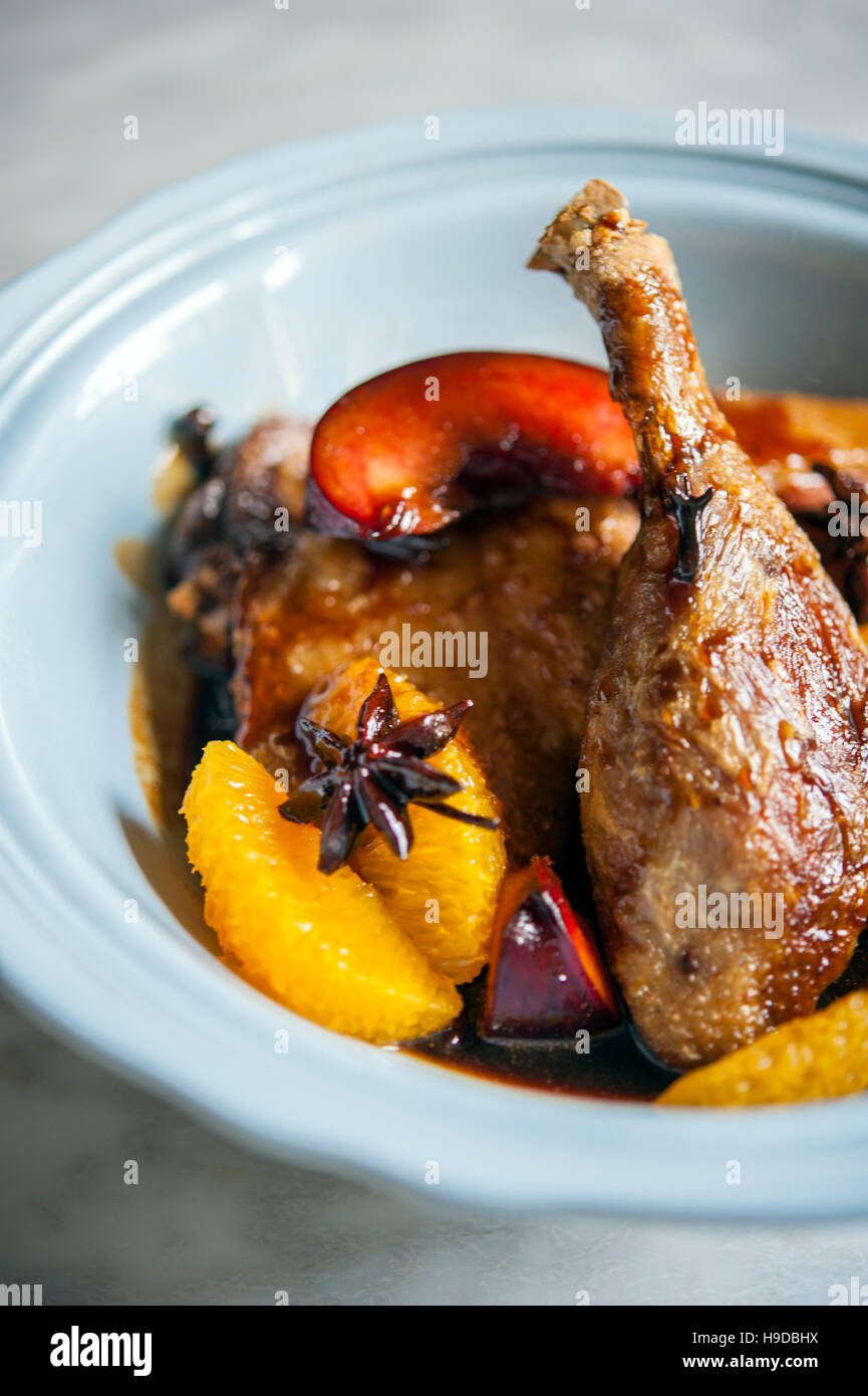 Duck with star anise at Kebaya Restaurant at Seven Terarces Hotel in George Town, Penang, Malaysia Stock Photo