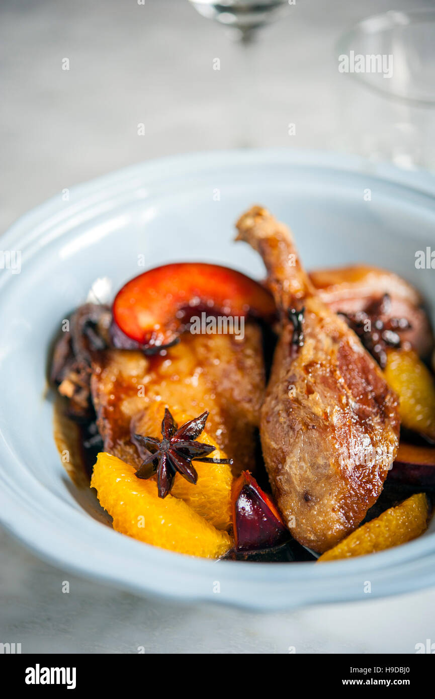 Duck with star anise at Kebaya Restaurant at Seven Terarces Hotel in George Town, Penang, Malaysia Stock Photo
