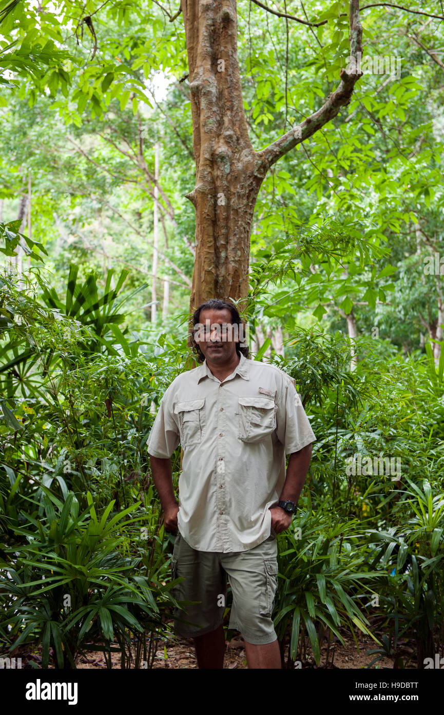 Irshad Mobarak, owner of eco-tour agency Jungle Walla and winner of an Amazing Malaysian award for his contributions to conservation, on Langkawi. Stock Photo