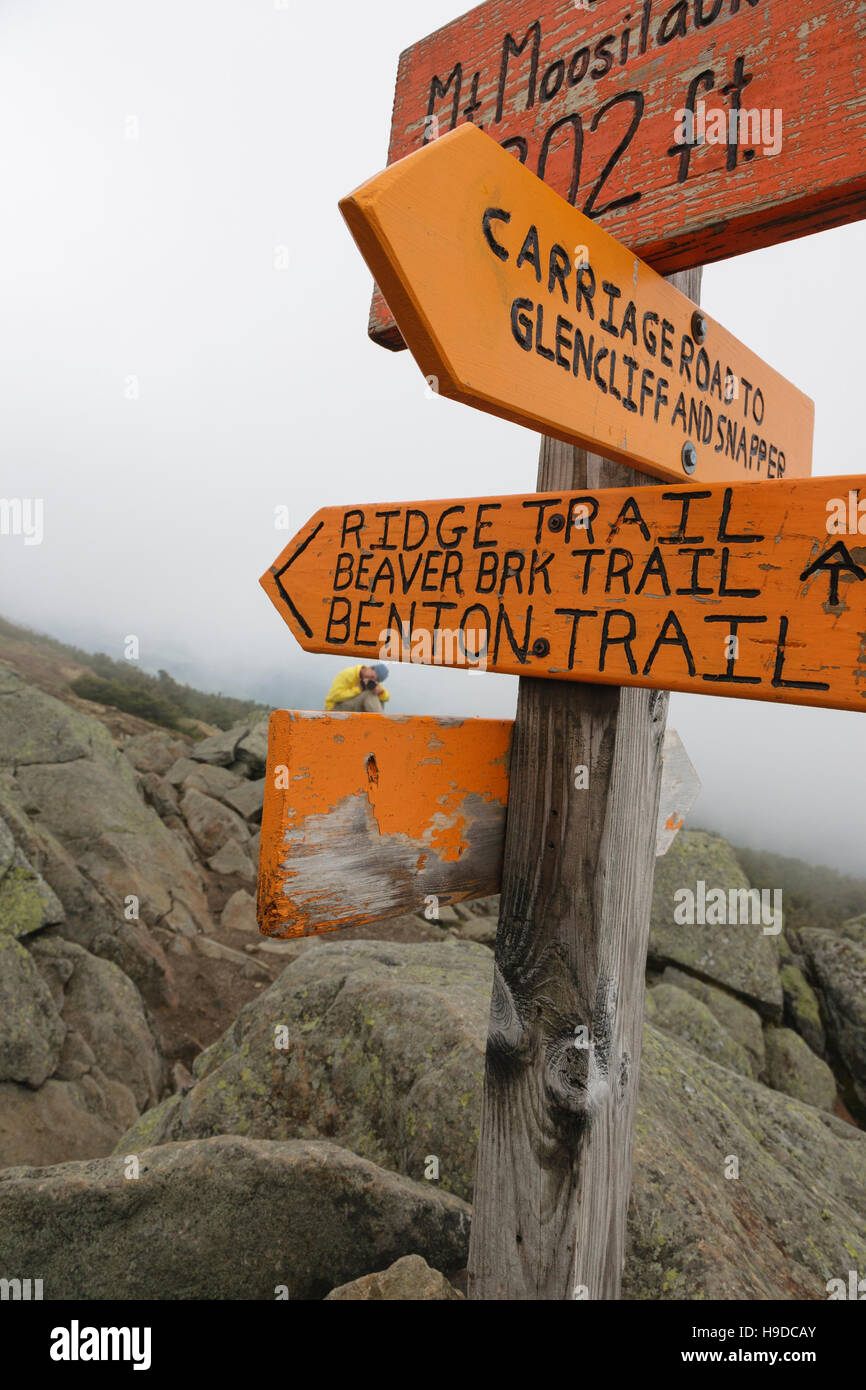 The summit of Mount Moosilauke, in Benton, New Hampshire USA during the summer months on a foggy day Stock Photo