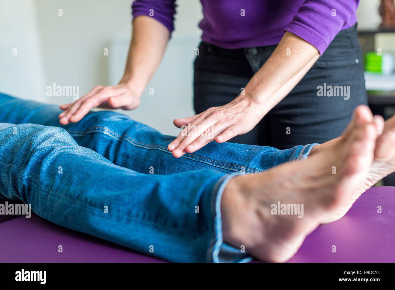 Therapeutic magnetism, healing session. Stock Photo