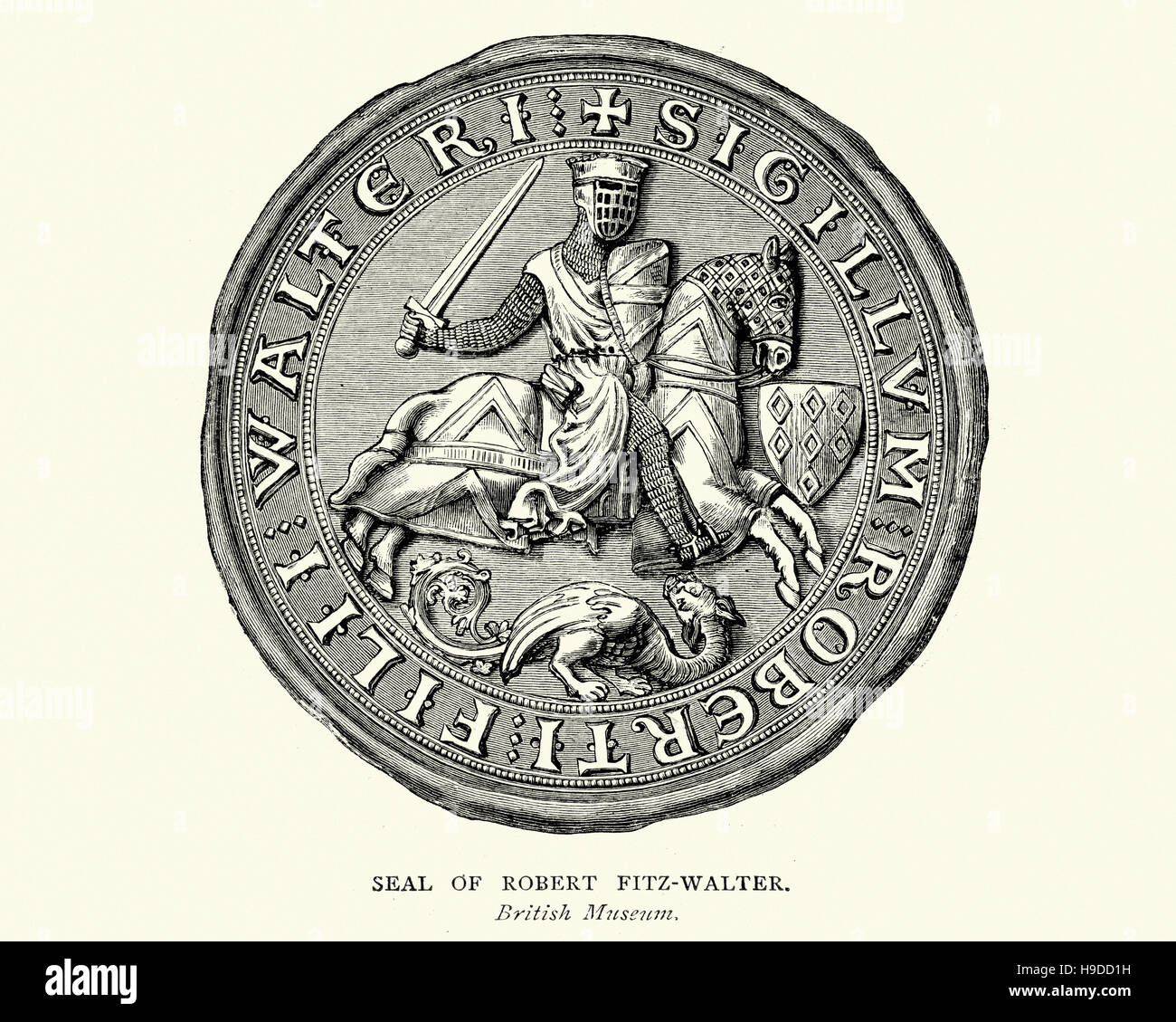 Seal Of Robert Fitzwalter The Leader Of The Baronial Opposition Stock Photo Alamy