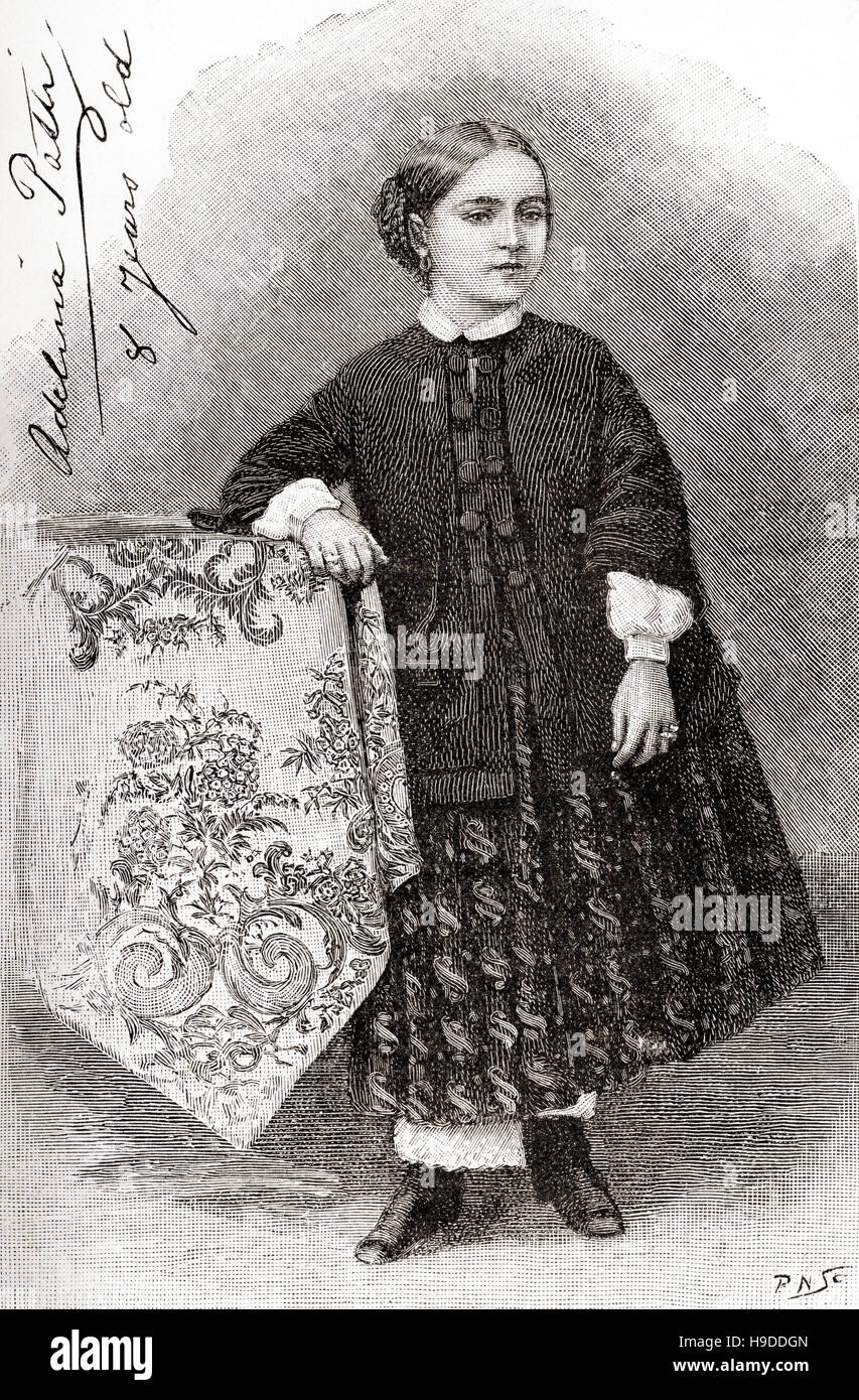 Adelina Patti, 1843 – 1919. Italian-French opera singer. Seen here aged 8. Stock Photo