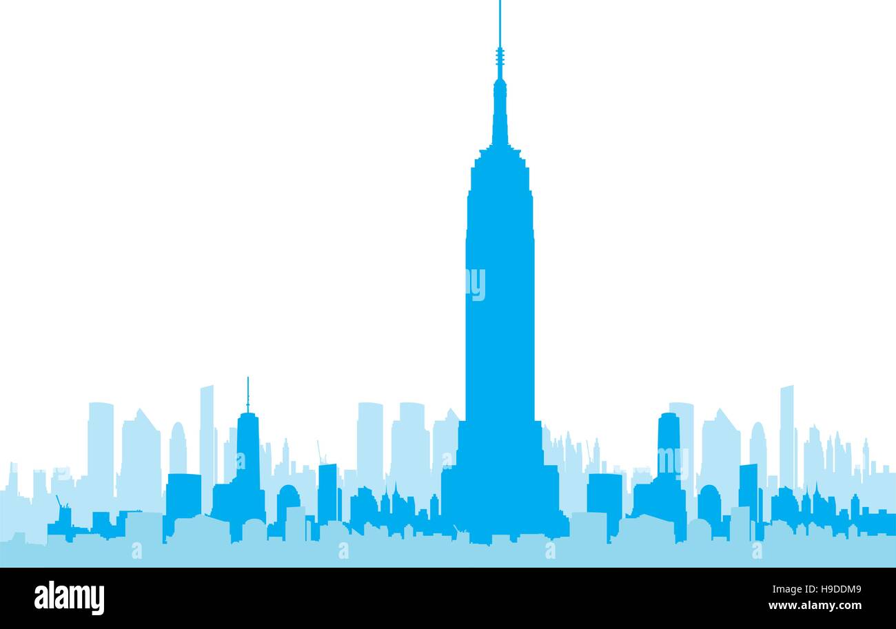 Isolated blue skyline of New York, Vector illustration Stock Vector ...