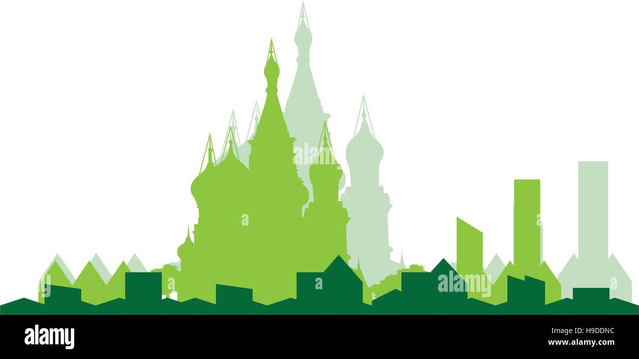 Isolated green skyline of Moscow, Vector illustration Stock Vector ...