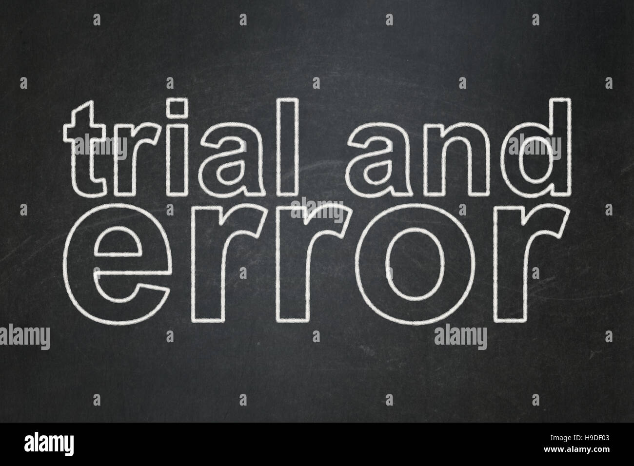 Science Concept Trial And Error On Chalkboard Background Stock Photo