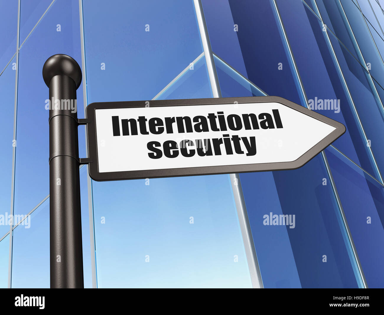 Safety concept sign International Security on Building background