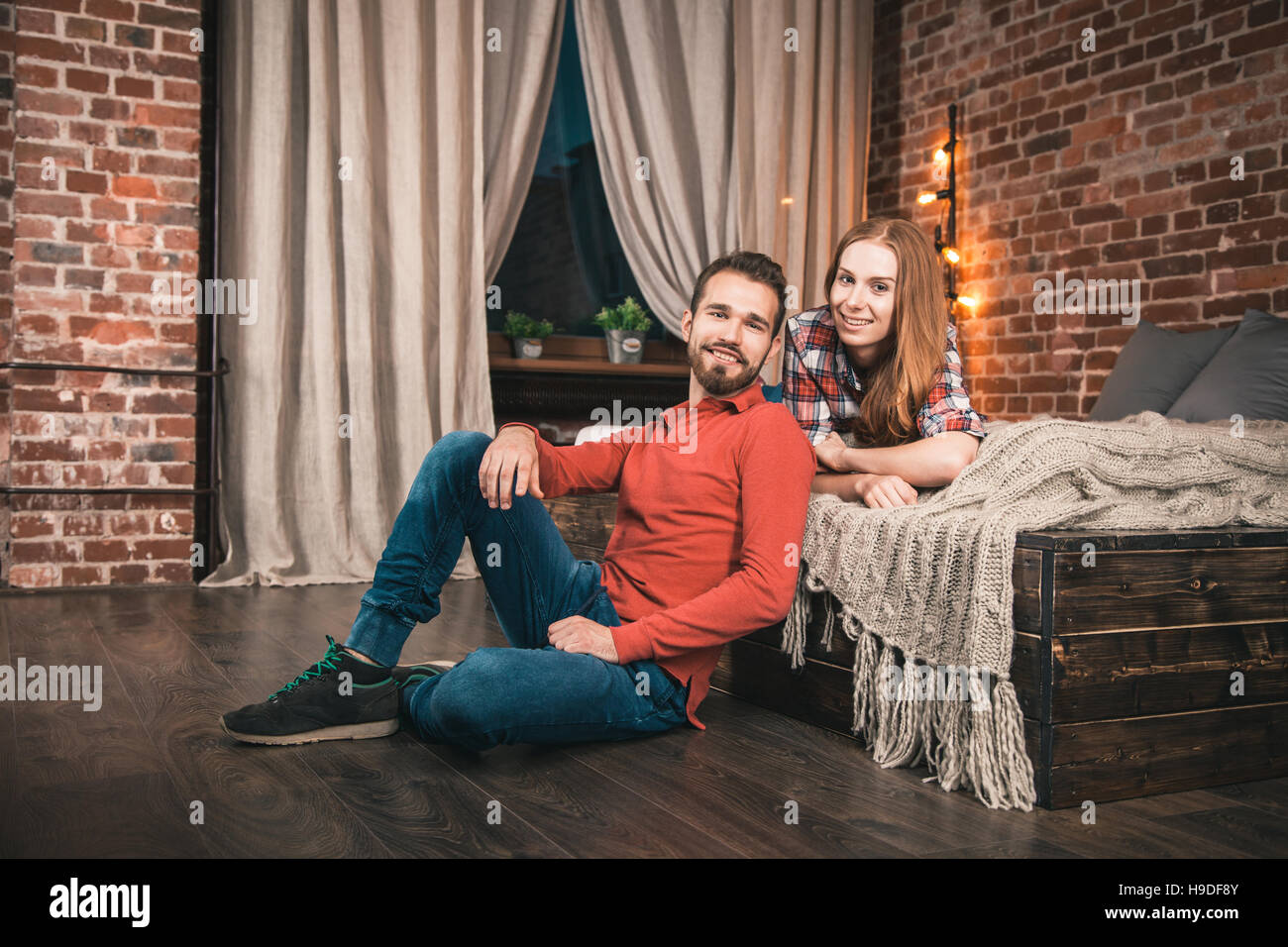 Young couple at home Stock Photo