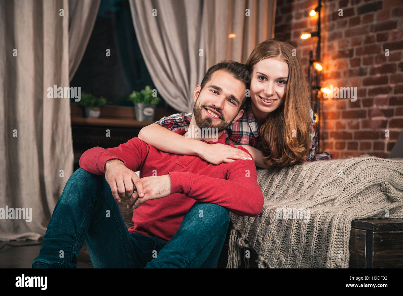 Young couple at home Stock Photo