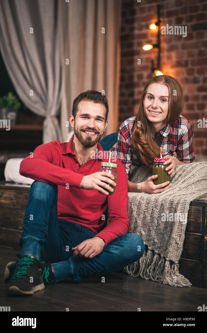 Young couple at home Stock Photo