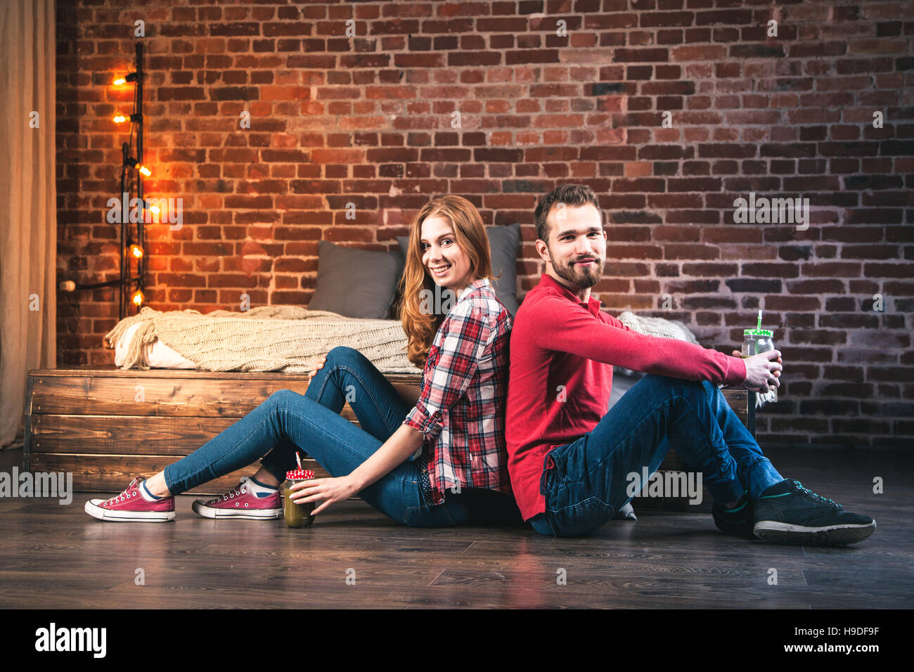 Young couple at home Stock Photo