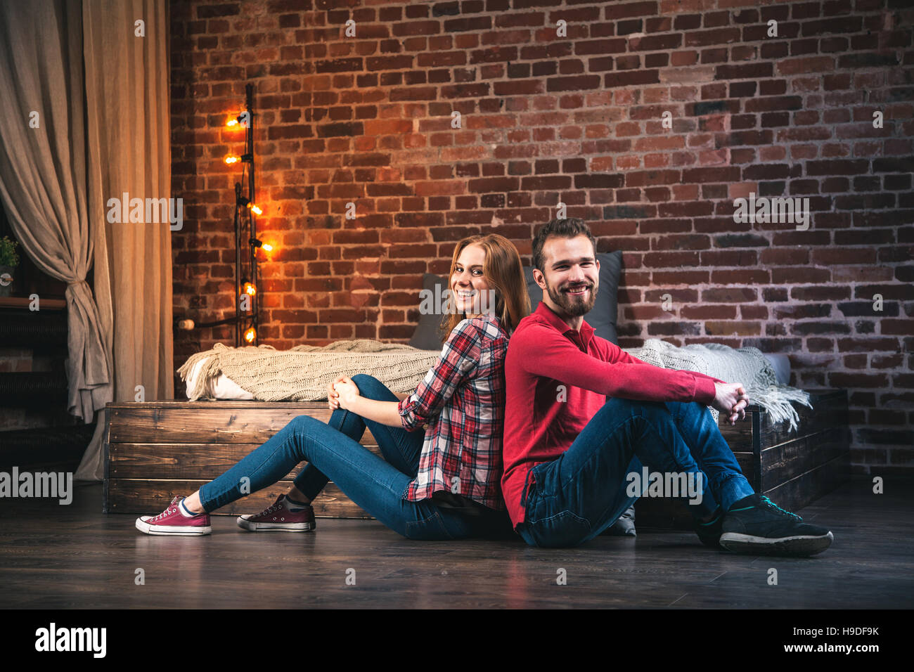 Young couple at home Stock Photo