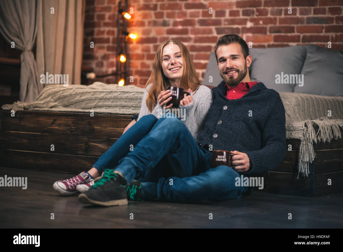 Young couple at home Stock Photo