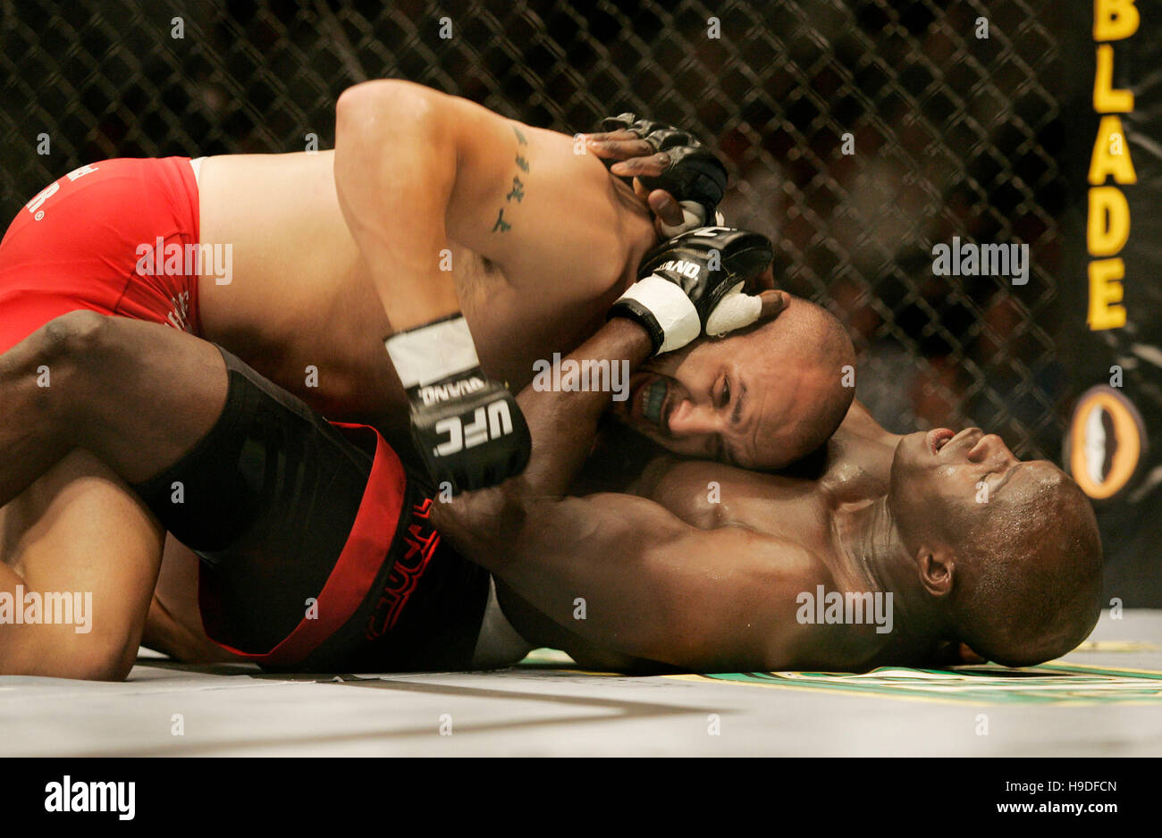 Cheick Kongo of France, bottom, fights Carmelo Marrero at the Ultimate ...