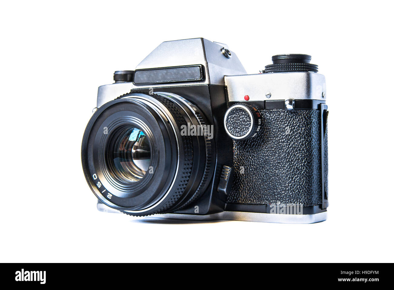 Retro film photo camera isolated on white background Stock Photo - Alamy