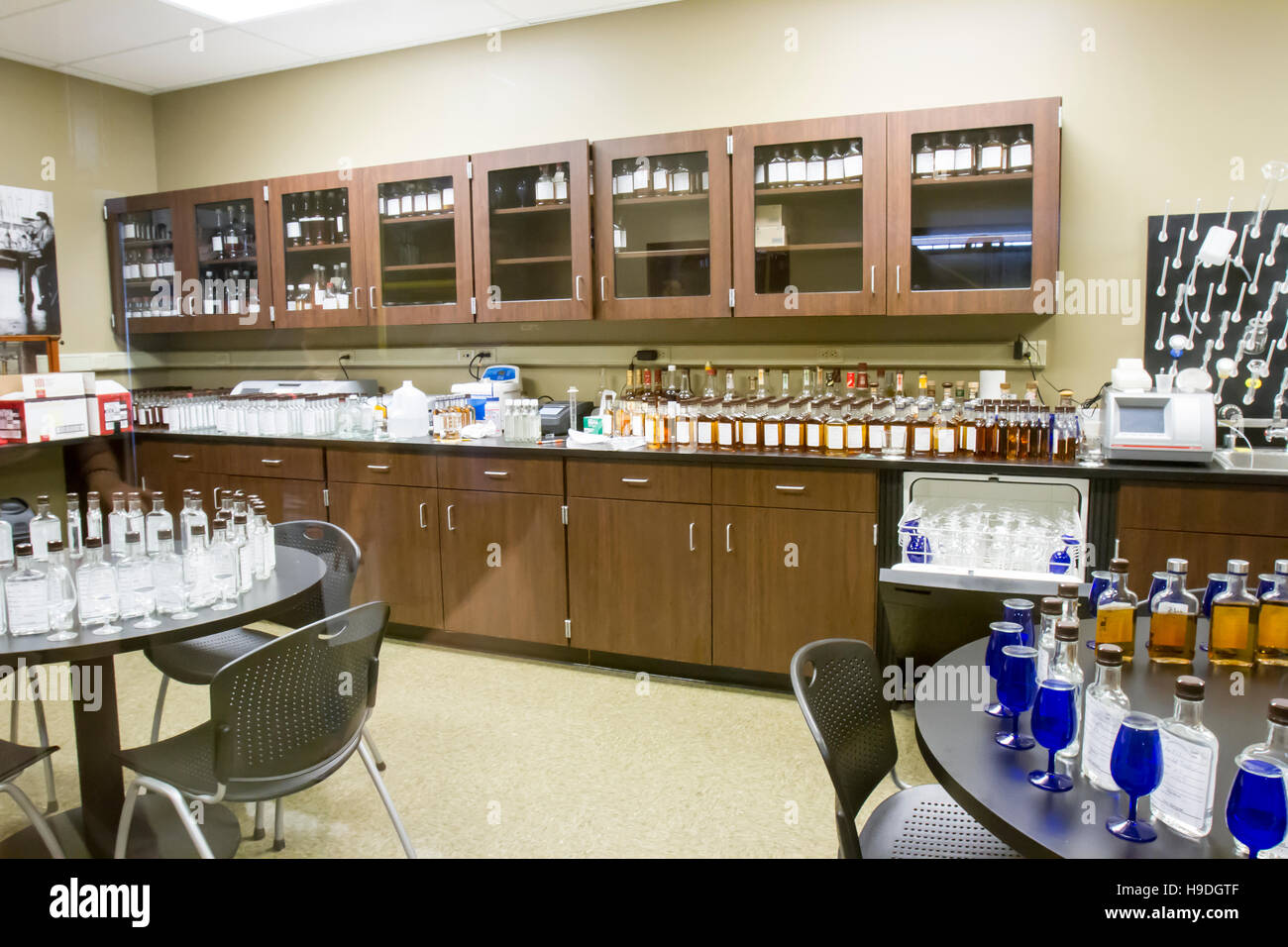 Lawrenceburg, KY, USA - October 19, 2016 : Sensory tasting and control lab inside Wild Turkey Bourbon Distillery. Stock Photo