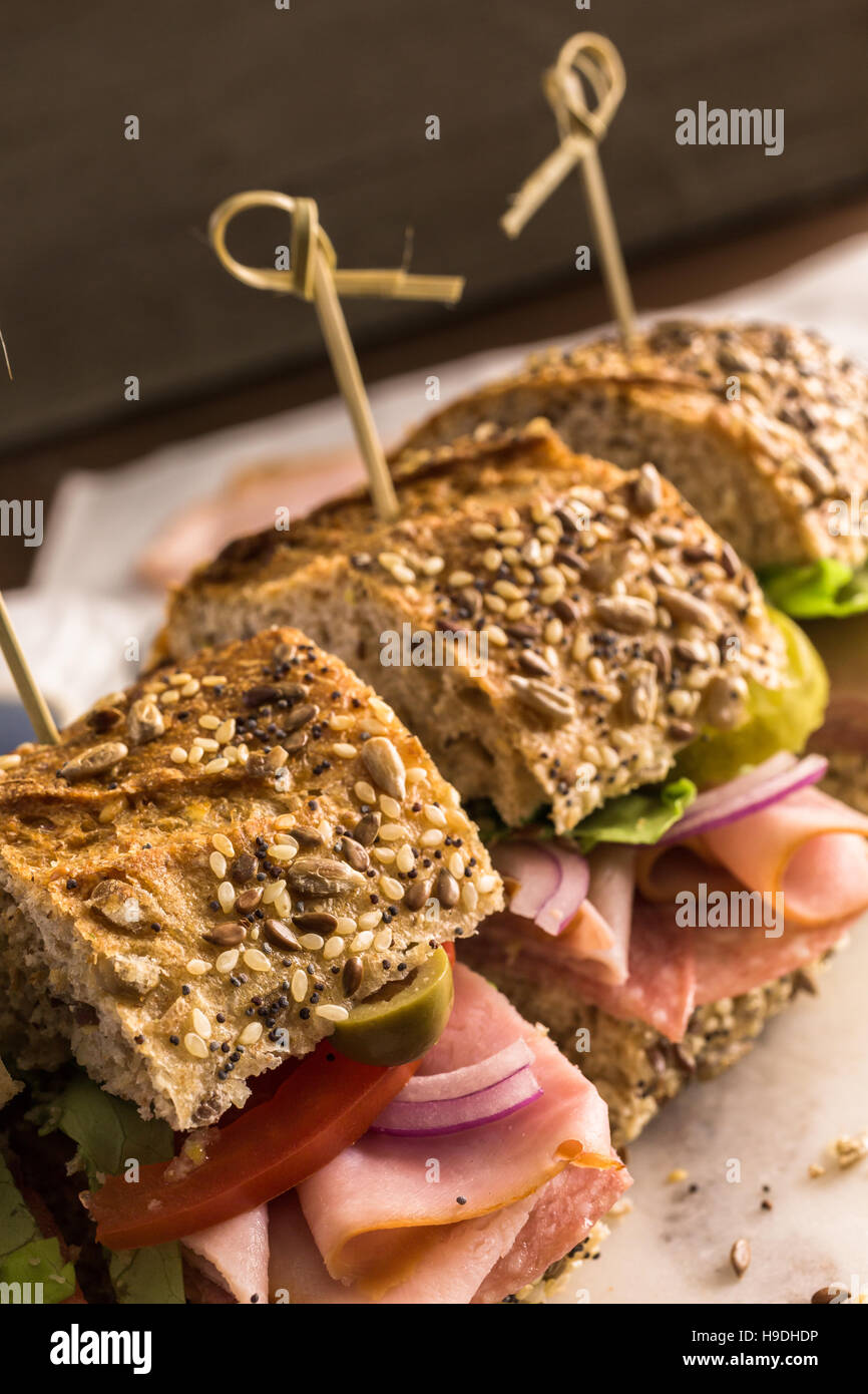 Fresh sub sandwich on multigrain bread Stock Photo Alamy