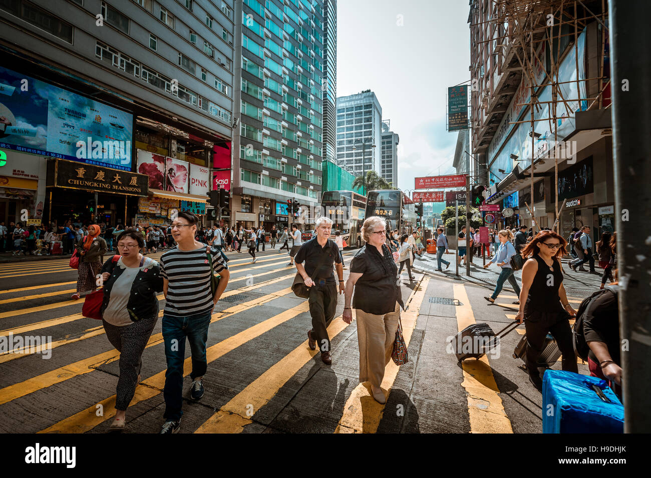 Street Hong Kong famous Nathan Road Tsim Sha Tsui Stock Photo - Alamy