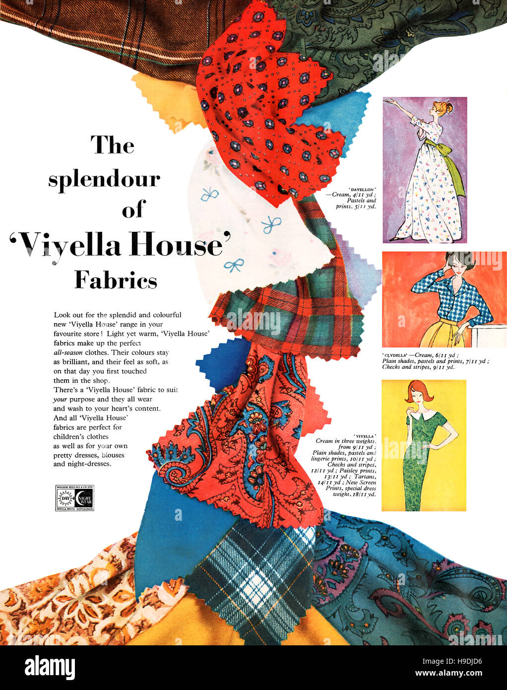 1959 British advertisement for Viyella Fabric Stock Photo