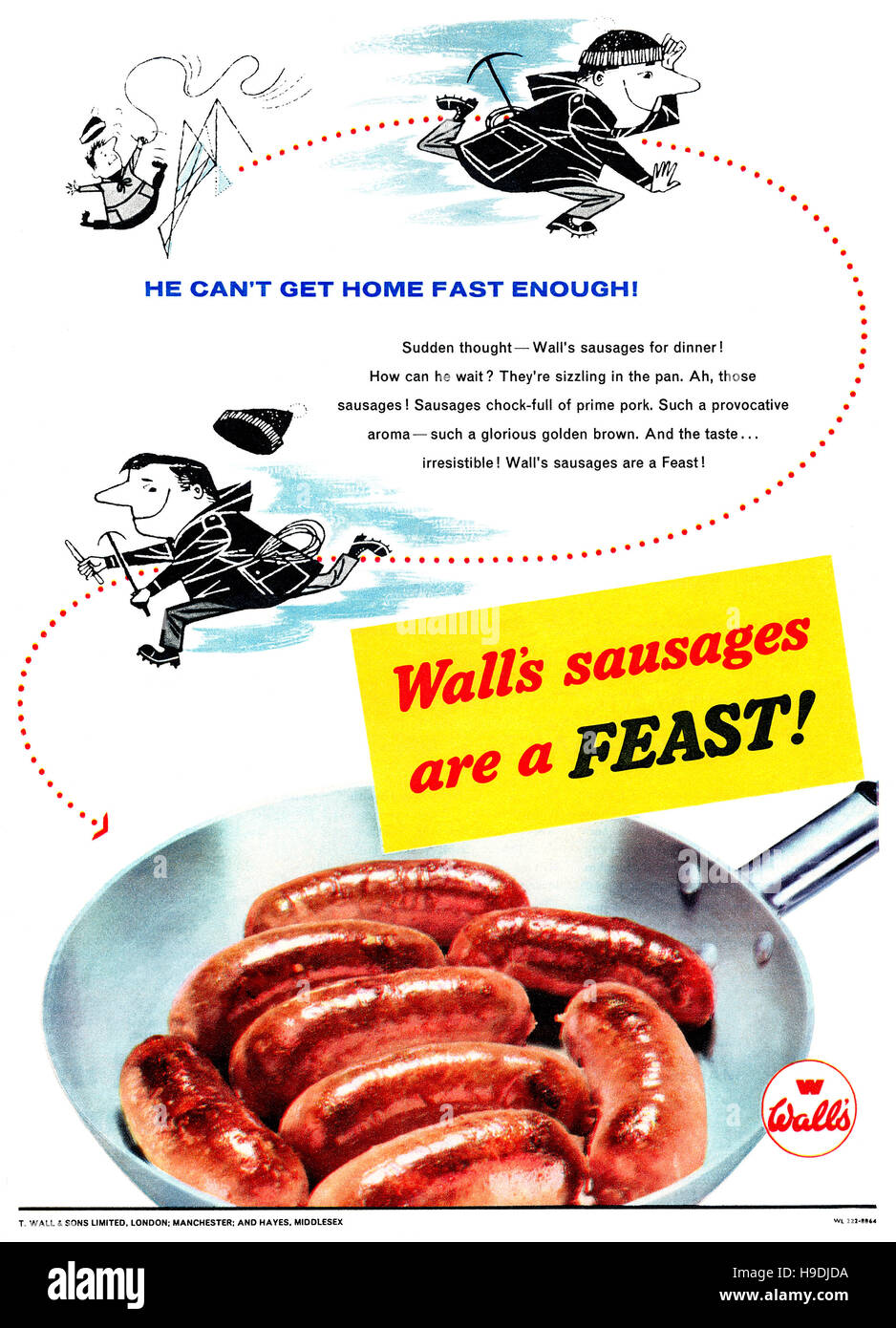 1959 British advertisement for Wall's Sausages Stock Photo Alamy