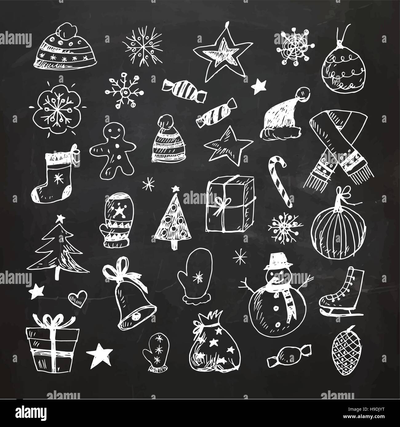 Chalkboard Christmas doodles set Stock Vector Image &amp; Art - Alamy