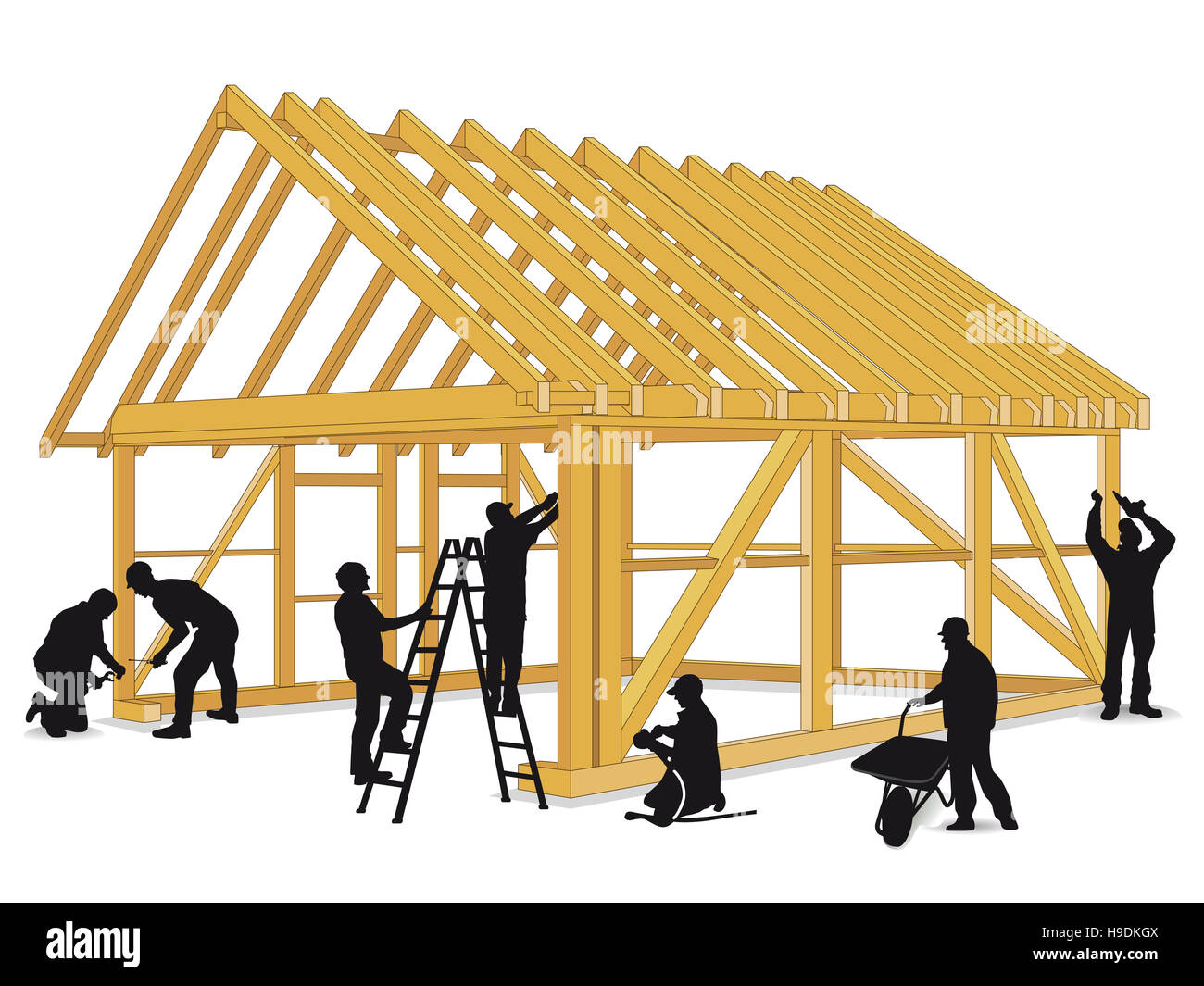 Build wooden house Stock Photo