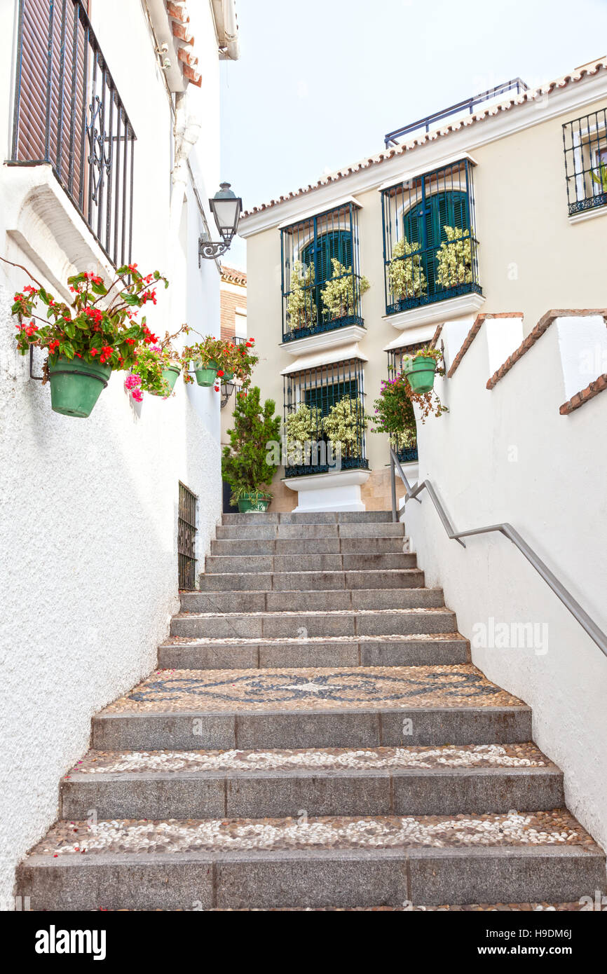 Stairway in the andalusian town Estepona, Spain Stock Photo