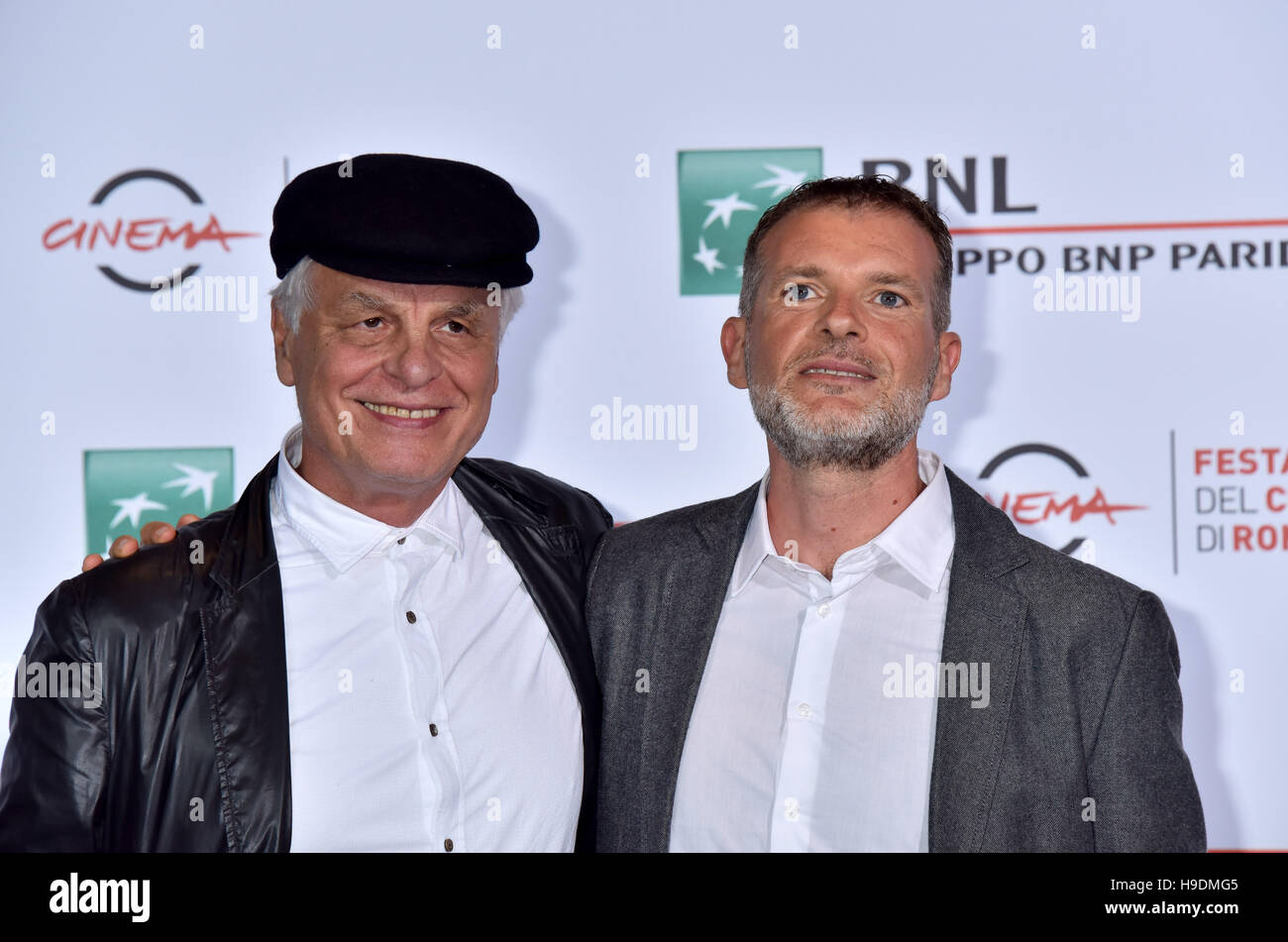 Michele Placido (left) and Stefano Massini attending the photocall for '7  Minuti' during the 11th Rome Film Festival, at the Auditorium Parco Della  Musica in Rome, Italy. Featuring: Michele Placido, Stefano Massini